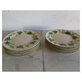 12 Franciscan Ivy 10 inch dinner plates, most