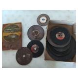 Assorted grinding wheels, 6 in to 11 in, and a