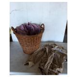 17x19-in woven laundry basket with clothes,