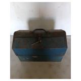 Blue metal toolbox, 13x18x10 in