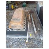 Plywood, assorted lumber, heavy duty hose hanger