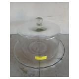 Glass cake cover with platter, 9x15 in