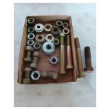 Flat of assorted large hardware, including 1-in