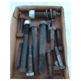 Flat of assorted bolts, the smallest is 5/8" x4