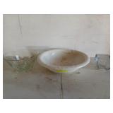 Homer Laughlin bowl, 15 in, with etched glass