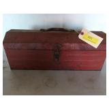 19 inch red metal toolbox with contents