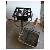 18 in frying stand with pan and fish fry baskets