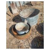 Galvanized wash pail and metal oil drain bucket