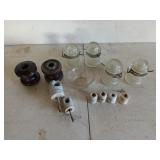 Assorted glass insulators, etc