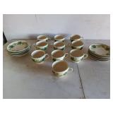 Franciscan ivy cup and saucer set, 20 pieces,