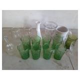 Assorted glasses, includes a bell, a milk glass
