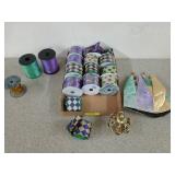 Mardi Gras ribbon, and old jester hat, and a