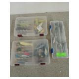 3 Plano organizers filled with fishing lures