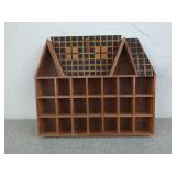 House shaped wooden knick knack shelf, 14x16x2 in