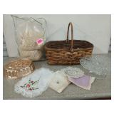 Woven basket filled with treasures including