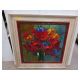 Poppy bouquet acrylic on canvas painting in