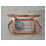 Hanging Copper-colored pot display rack, 16x36 in