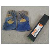 Pair of blue welding gloves and around 30 Hobart