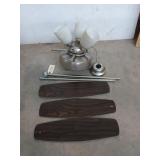 Drop down ceiling fan in box, used?, has 5 blades