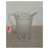 8 inch clear glass pitcher, shell and Jewel