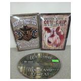 Three new metal signs, 12x17