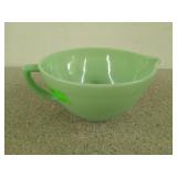 Green jadeite Fire King mixing bowl with spout,