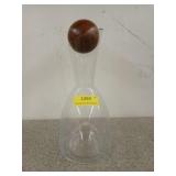 14-in glass decanter with wooden ball stopper