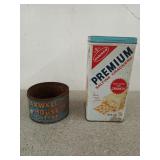 10 inch Nabisco saltine cracker tin, and a 3x5