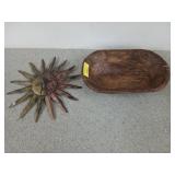 Wall and table decor, 12-in metal Sun and 14