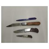 Three pocket knives, one barlow, one k bar, one