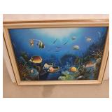 Original coral reef painting with butterfly fish