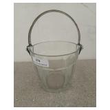 7 inch glass ice bucket with silver plate handle