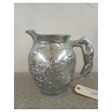 8 inch, pewter?? Pitcher with horse and fox