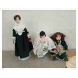 Three assorted dolls, one is a Franklin heirloom
