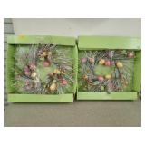 Two, new in package, 21" spring egg Easter wreaths