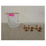 8-in crystal? Ice bucket, with 8 small wine