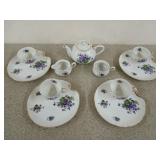 Fine China tea set, with violets and gold trim,