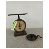 10 inch American family scale, and a cast iron