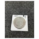 1887 Morgan silver dollar