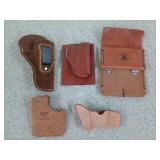 Five assorted gun holsters/holders, for unknown