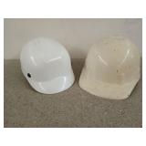 Two, White lightweight hard hats