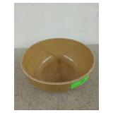 Brown Pottery bowl, has a few chips, 5x10 in