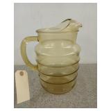 Yellow glass pitcher, 9 in