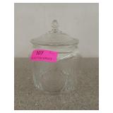 Beautiful glass candy dish with lid, 7x6 in