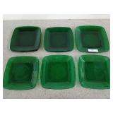 Anchor Hocking? Forrest Green square plates, 8