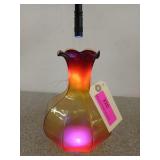 Awesome red and yellow cadmium glass vase, 8 in,