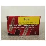 5 rounds of 12 gauge shotgun slugs, 2 and 3/4