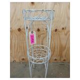 Two tier white metal plant stand, 28x9 in
