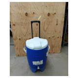 Blue Igloo 5 gallon cooler on wheels