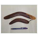 Two Australian wooden boomerangs